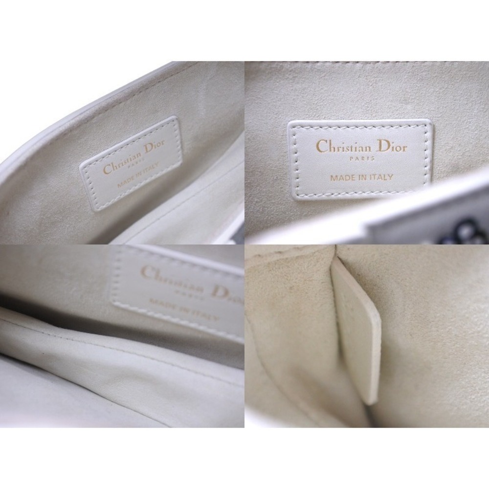 Dior black Christian Saddle calfskin beads handbag grained white Bag - Picture 10 of 10